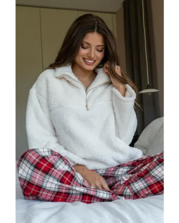 Fluffy Quarter Zip Borg Jumper - Cream