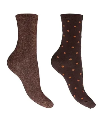 Charnos All Over Sparkle and Spot Socks Chocolate 2 Pair Pack