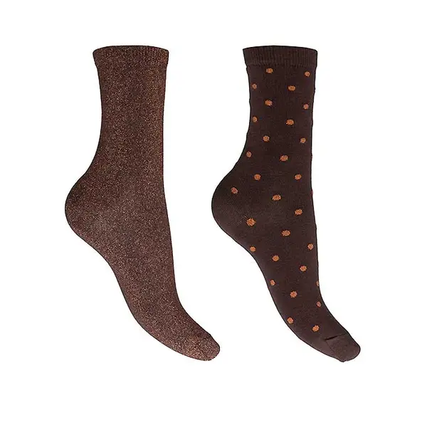 Charnos All Over Sparkle and Spot Socks Chocolate 2 Pair Pack