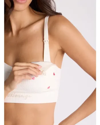 Nursing ribbed seamless heart embroidered bralette