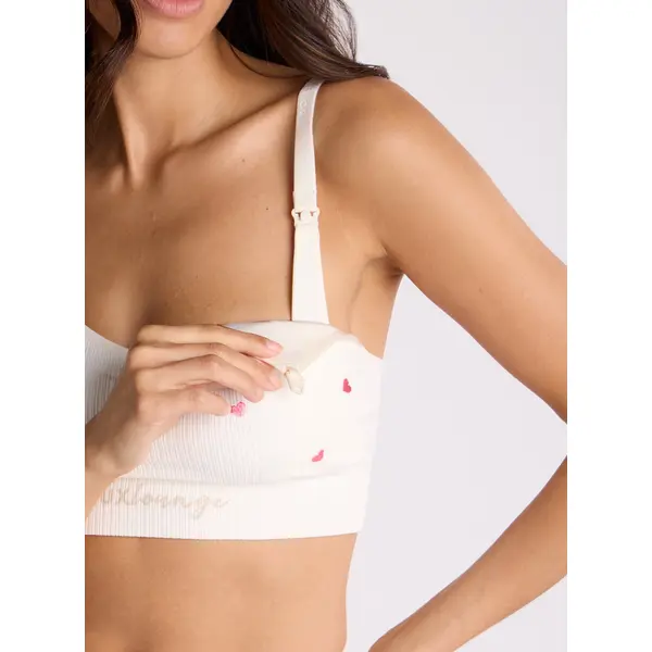 Nursing ribbed seamless heart embroidered bralette
