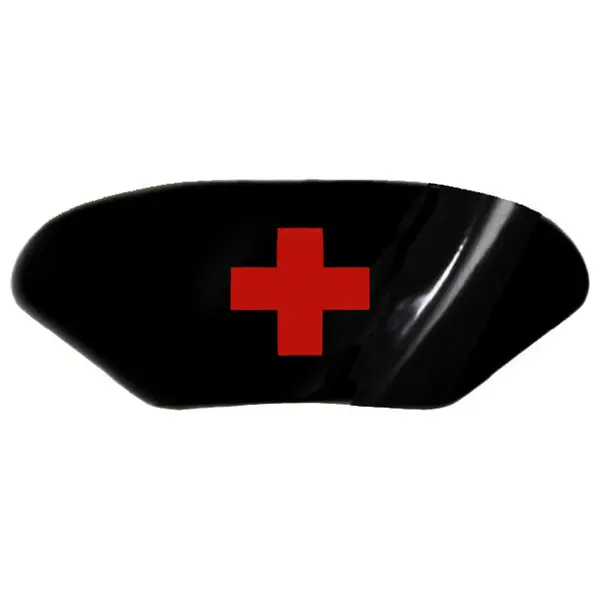 Latex Nurses Hat w/ appliqué cross in black/supatex red