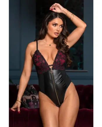Onyx Zip Front Body - Black/Burgundy