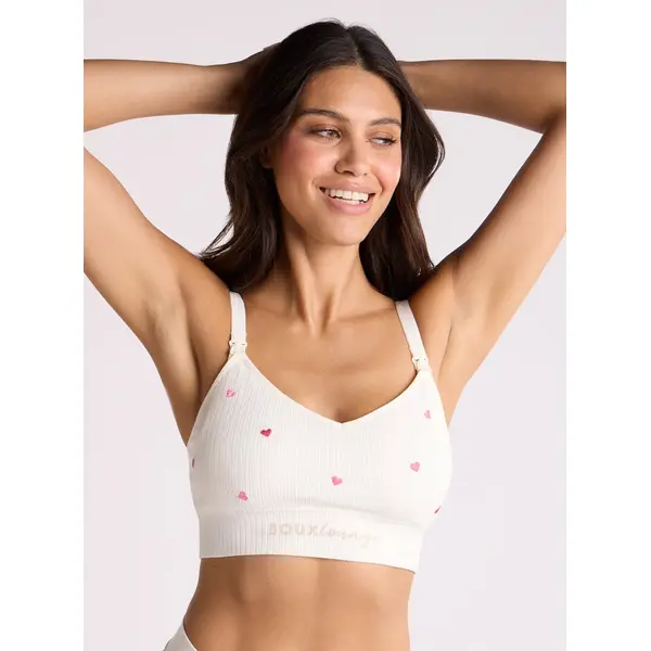 Nursing ribbed seamless heart embroidered bralette