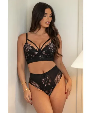 After Hours Longline Set - Black/Soft Pink