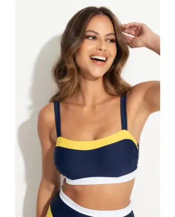 Palm Springs Hidden Underwired Cami Bikini Top - Yellow/Navy/White