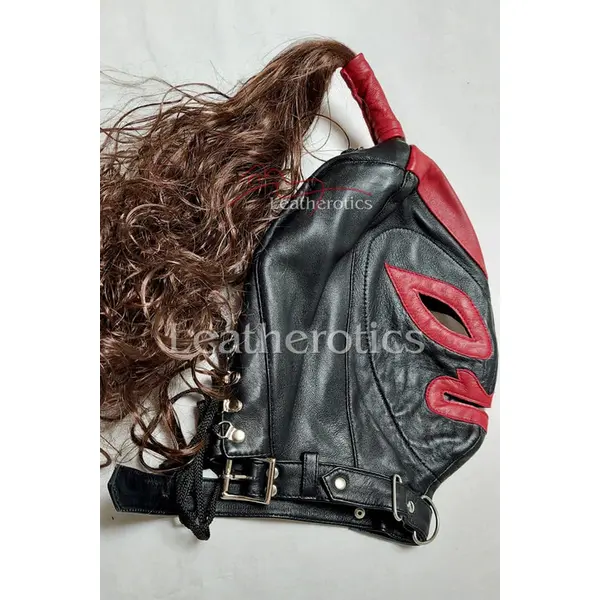 Red Black Bdsm Leather Slave Mask