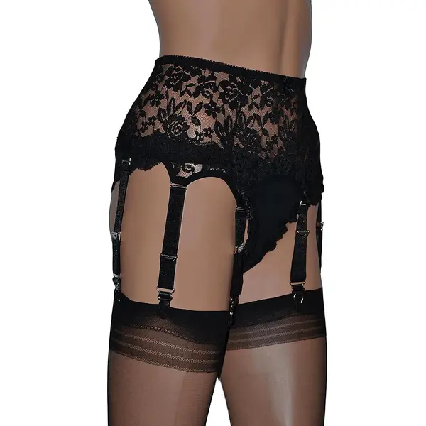 8 Strap Floral Lace Suspender Belt