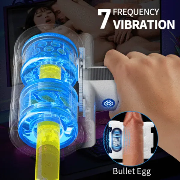 Handheld Blowjob Masturbator 7 Vibration 5 Rotation Expansion Dual-ended Vibrator Cup
