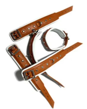 Tan White Wrist Ankle and Collar Set 5 piece