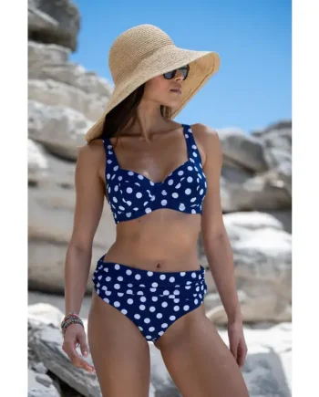 Santa Monica Foldover Bikini Brief - Navy/White
