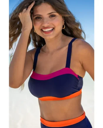 Palm Springs Hidden Underwired Cami Bikini Top - Navy/Pink