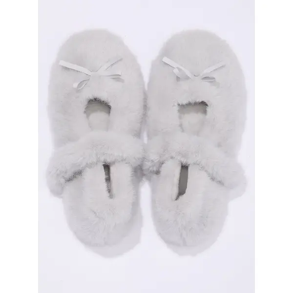 Fluffy ballet pump slippers