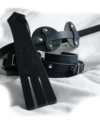 Bondage Discipline Tawse Cuffs Blindfold Leather Set