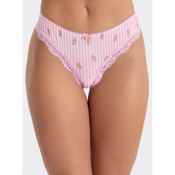 Mimi gingerbread striped scrunch thong