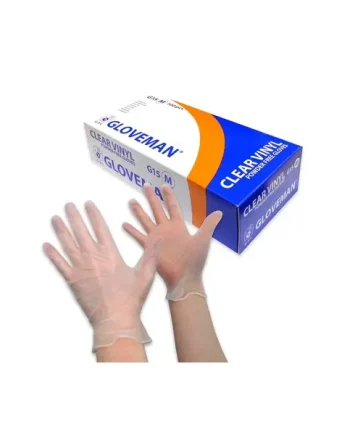 Box of 100 Gloveman Clear Powder Free Vinyl Gloves