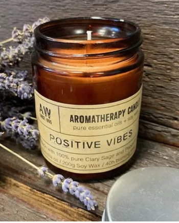 Positive Vibes Large Aromatherapy Jar Candle - Clary Sage & Peppermint