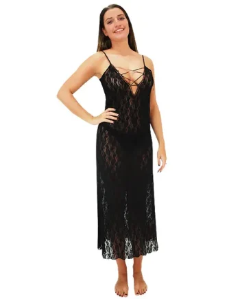 Repose Noir Lace Front Nightdress