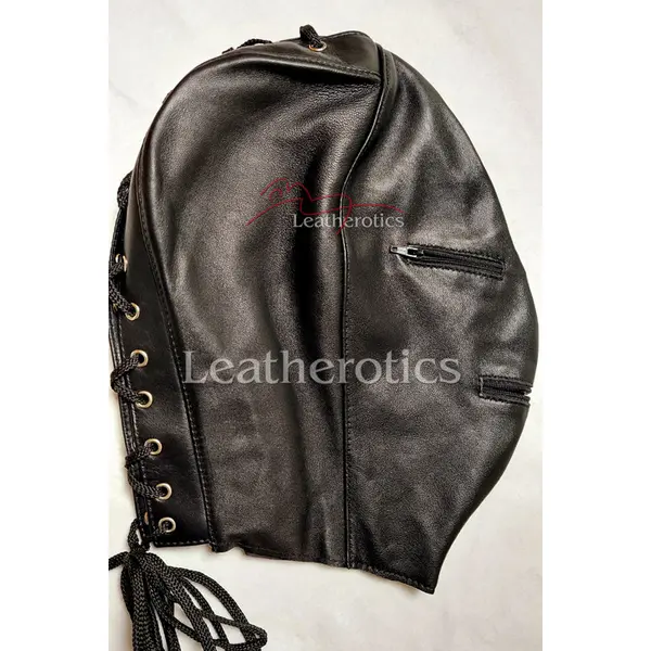 Full Grain Leather Hood with Zips