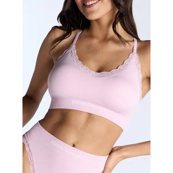 Ribbed seamless lace bralette