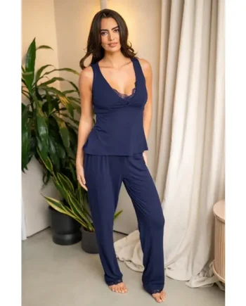 Sofa Loves Lace Soft Jersey Trouser - Navy