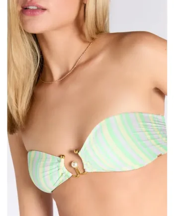 Neapolitan stripe bandeau bikini top