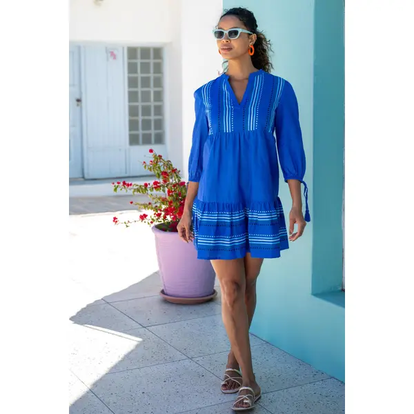 Claire Linen Blend Beach Kaftan Dress - Ultramarine