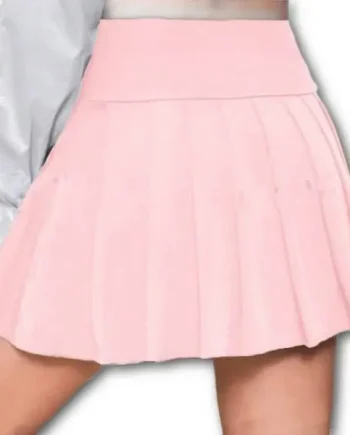 Pink Pleated Short Skirt