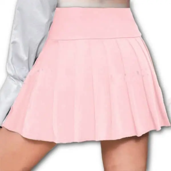 Pink Pleated Short Skirt