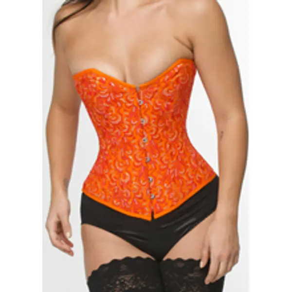 Embroidered Orange Corset Overbust