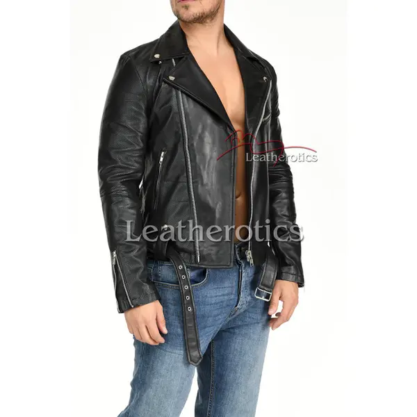 Men's Leather Jacket Classic Perforated