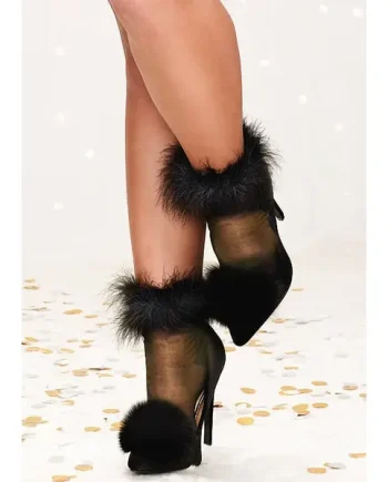 Dreamgirl Sheer Feather Top Ankle Highs