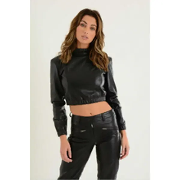 Ladies Leather Crop Top