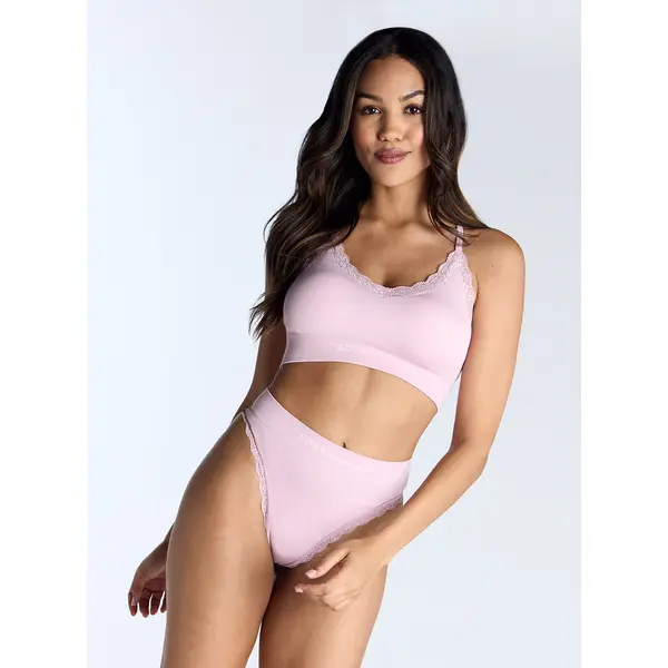 Ribbed seamless lace bralette