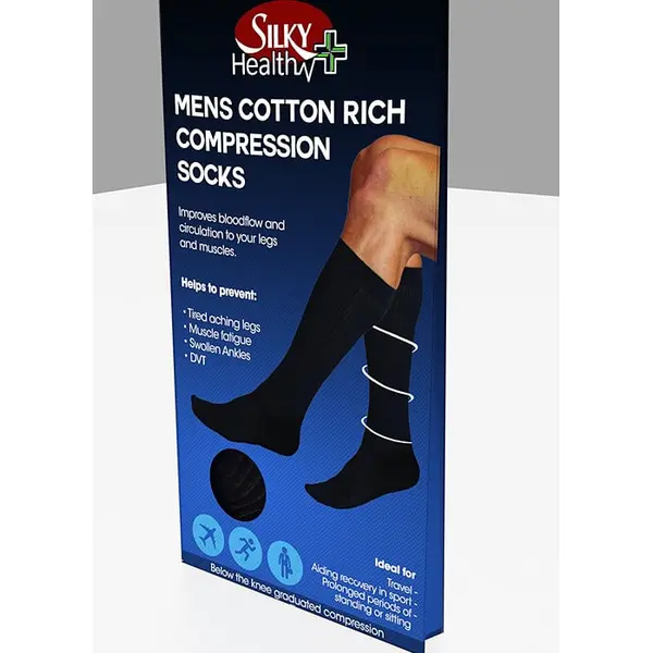 Silky Mens Cotton Rich Compression Knee Highs