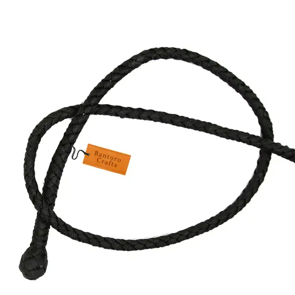 3ft Black Mini Whip (Mini Pocket Whip) – Compact Paracord Whip with Leather Core