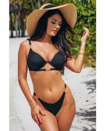 India Chains Tanga Brazilian Bikini Brief - Black