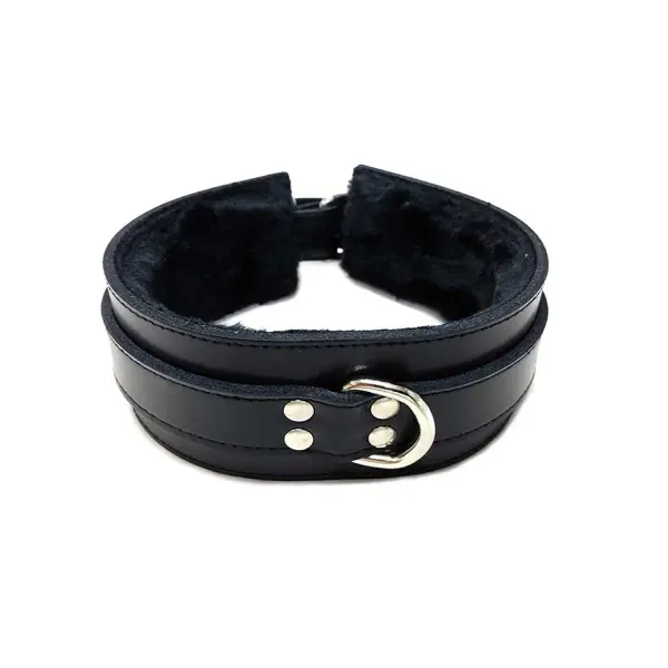 Leather Collar with Faux Fur Lining