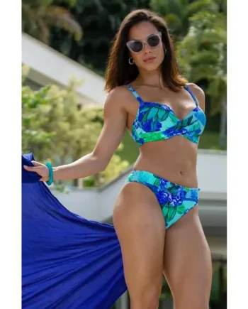 Free Spirit Frill Waist Bikini Brief - Aqua Tropical