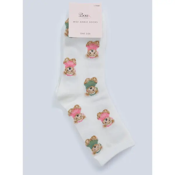 Fluffy teddy bear midi socks