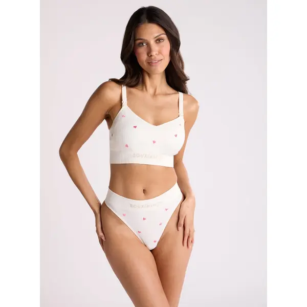 Nursing ribbed seamless heart embroidered bralette
