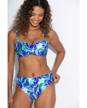 Santa Monica Foldover Bikini Brief - Aqua Palm