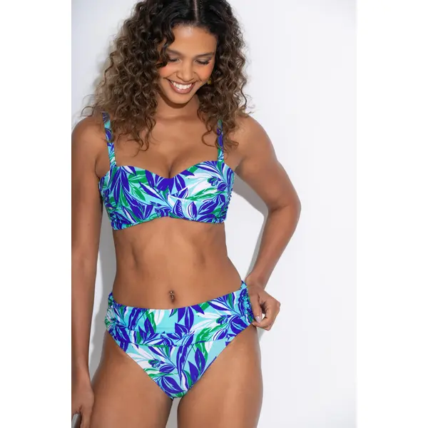 Santa Monica Foldover Bikini Brief - Aqua Palm