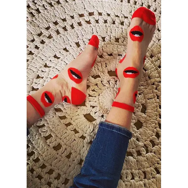 Sockette Maryline Red Lips Novelty Socks