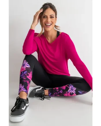 Energy Full Length Sports Legging - Black Floral