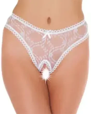 Sheer Pattern Crotchless White GString