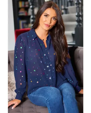 Natalya Fuller Bust Chiffon Shirt - Navy Mix