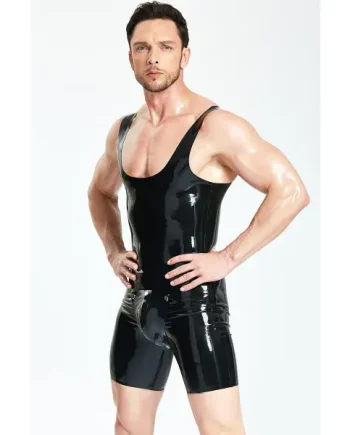 Latex Male Tank Top Codpiece Suit