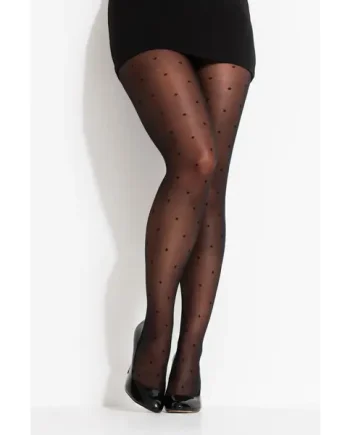 Polka Dot Luxe Pattern Tights - Black