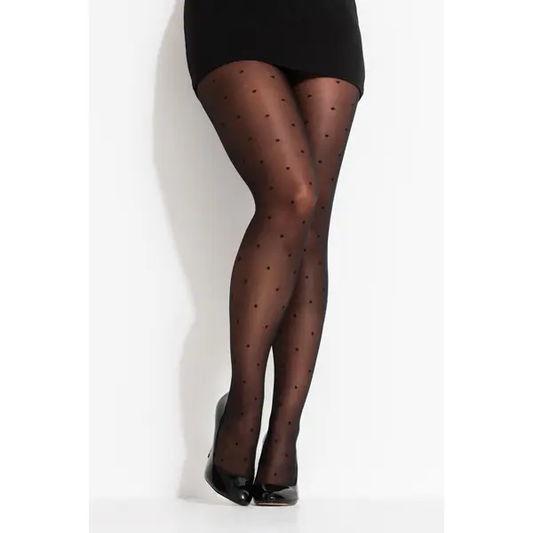 Polka Dot Luxe Pattern Tights - Black
